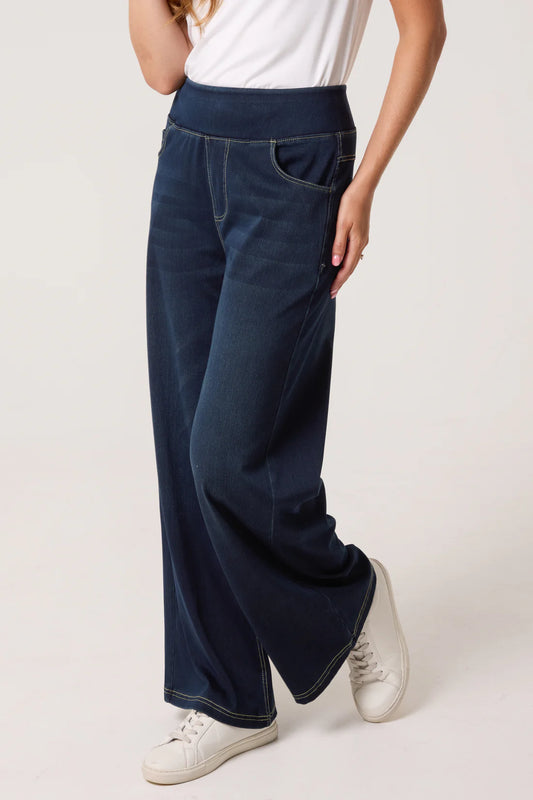 Wide-Leg Denim Jeans - Indigo