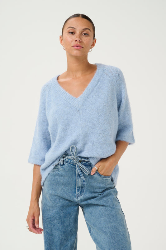 KA - Emilie V-Neck Jumper - Soft Chambray