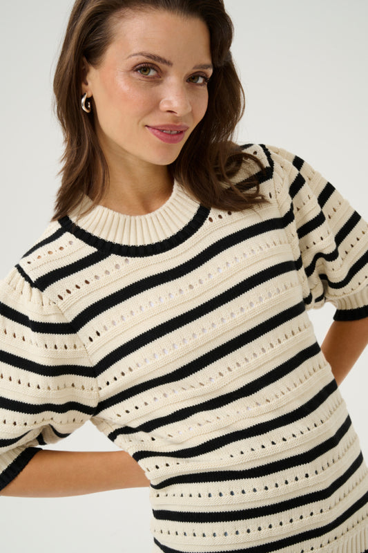 KA - Evelyn Knit Jumper - Turtle Dove & Black