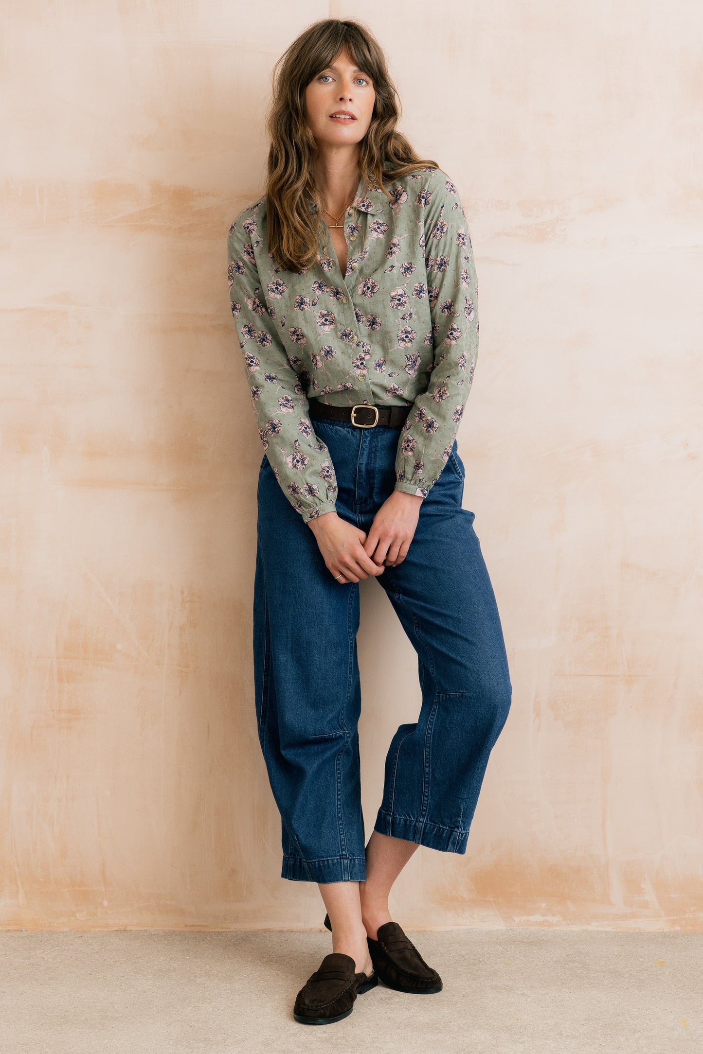 Lily & Me Ana Floral Printed Shirt - Sage