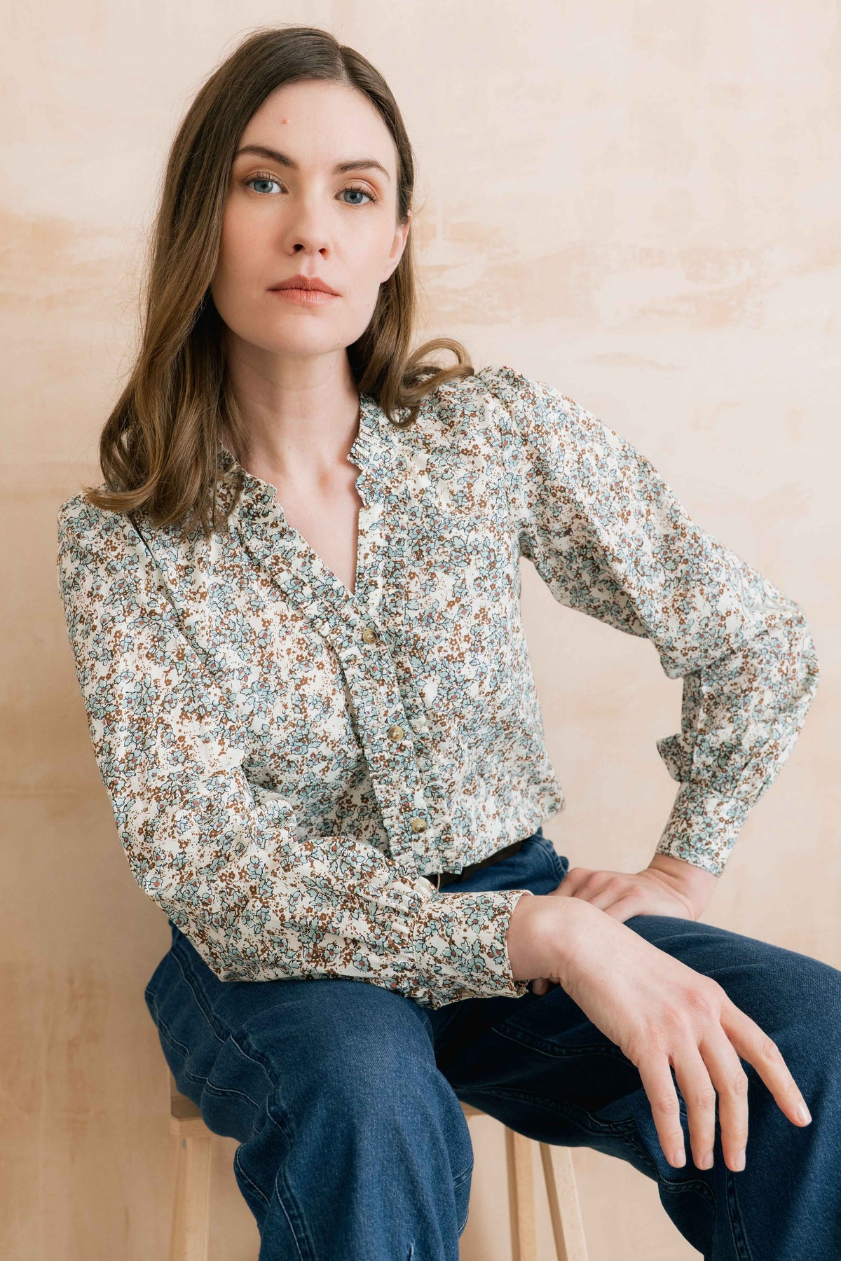 Lily & Me Frida Floral Blouse - Powder Blue