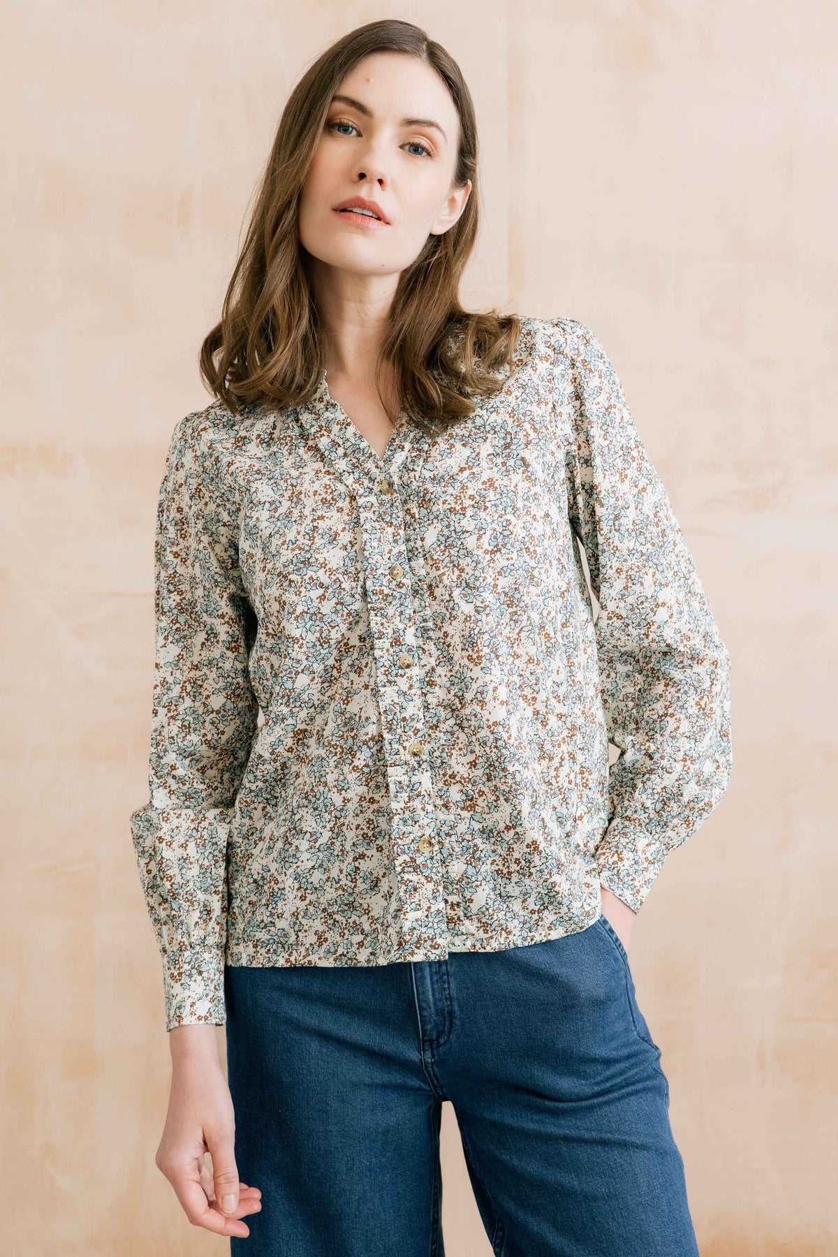 Lily & Me Frida Floral Blouse - Powder Blue