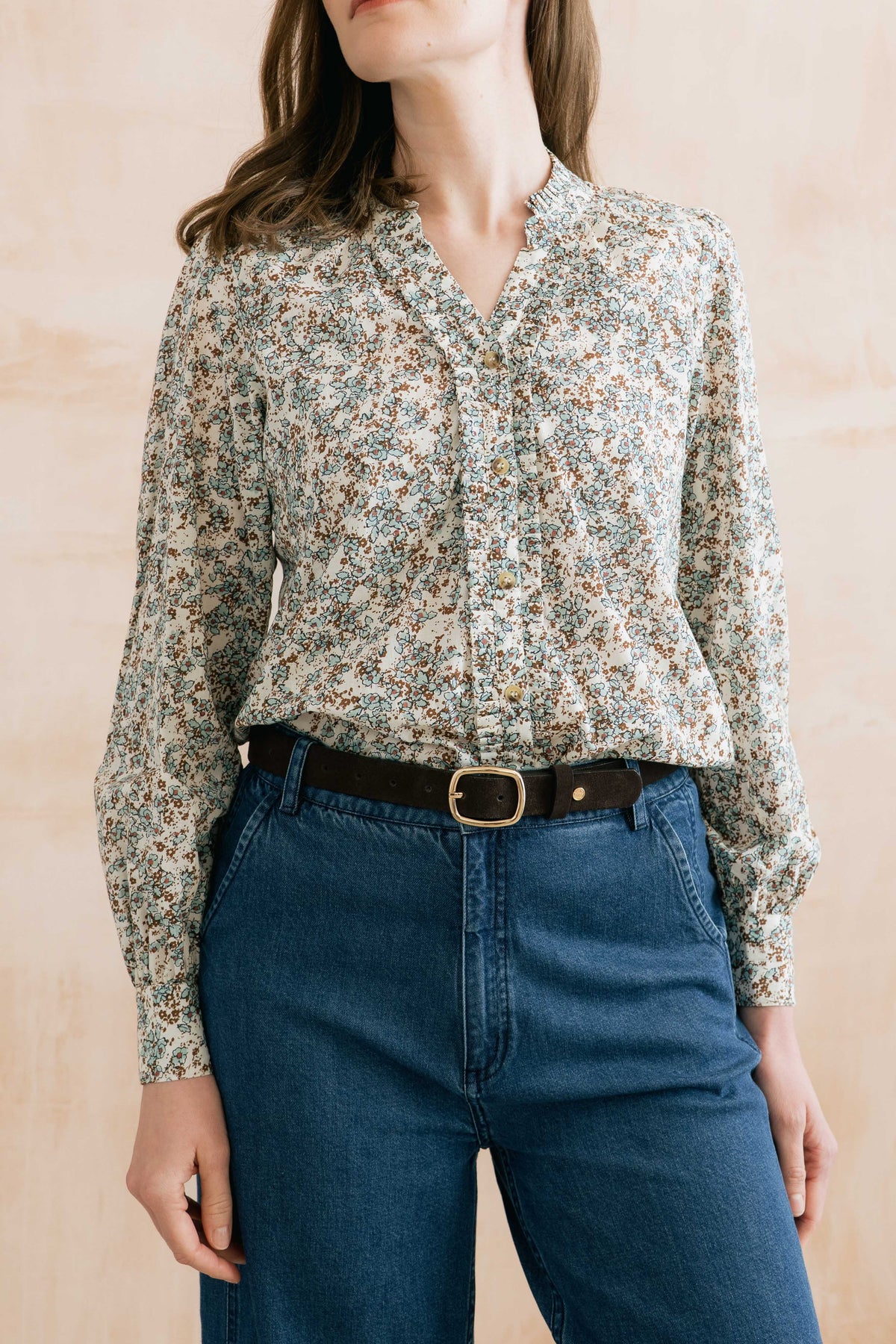 Lily & Me Frida Floral Blouse - Powder Blue