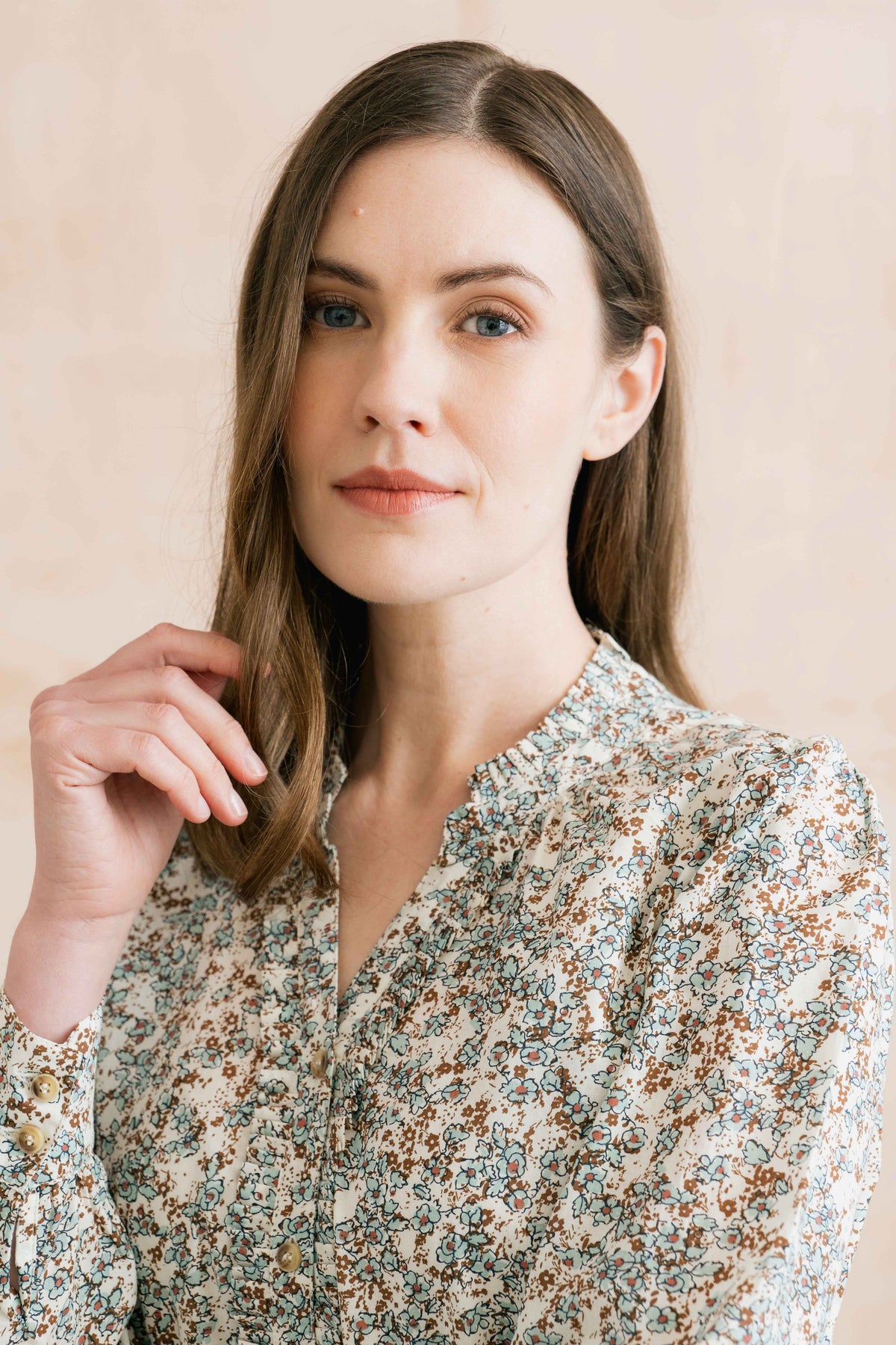 Lily & Me Frida Floral Blouse - Powder Blue