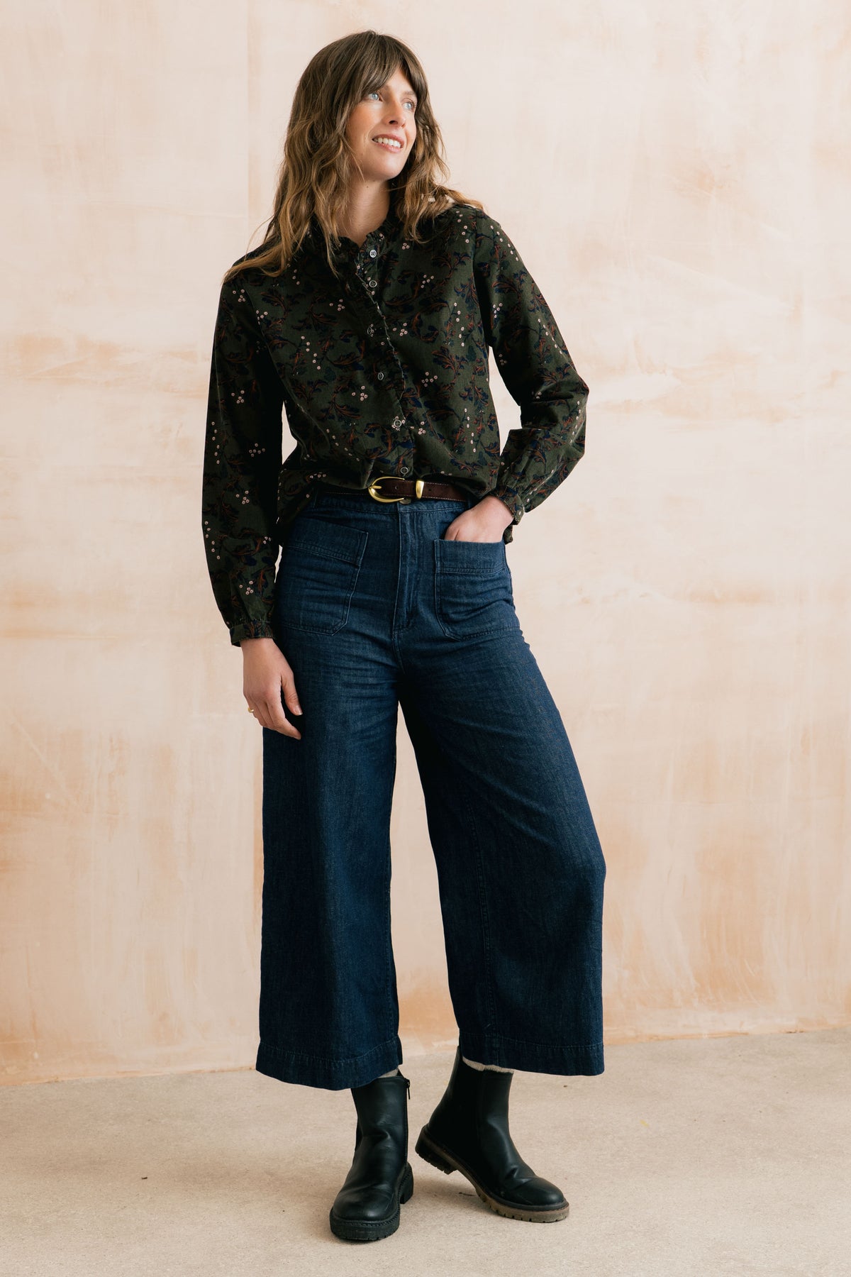 Lily & Me Rachel Frill Blouse - Dark Olive