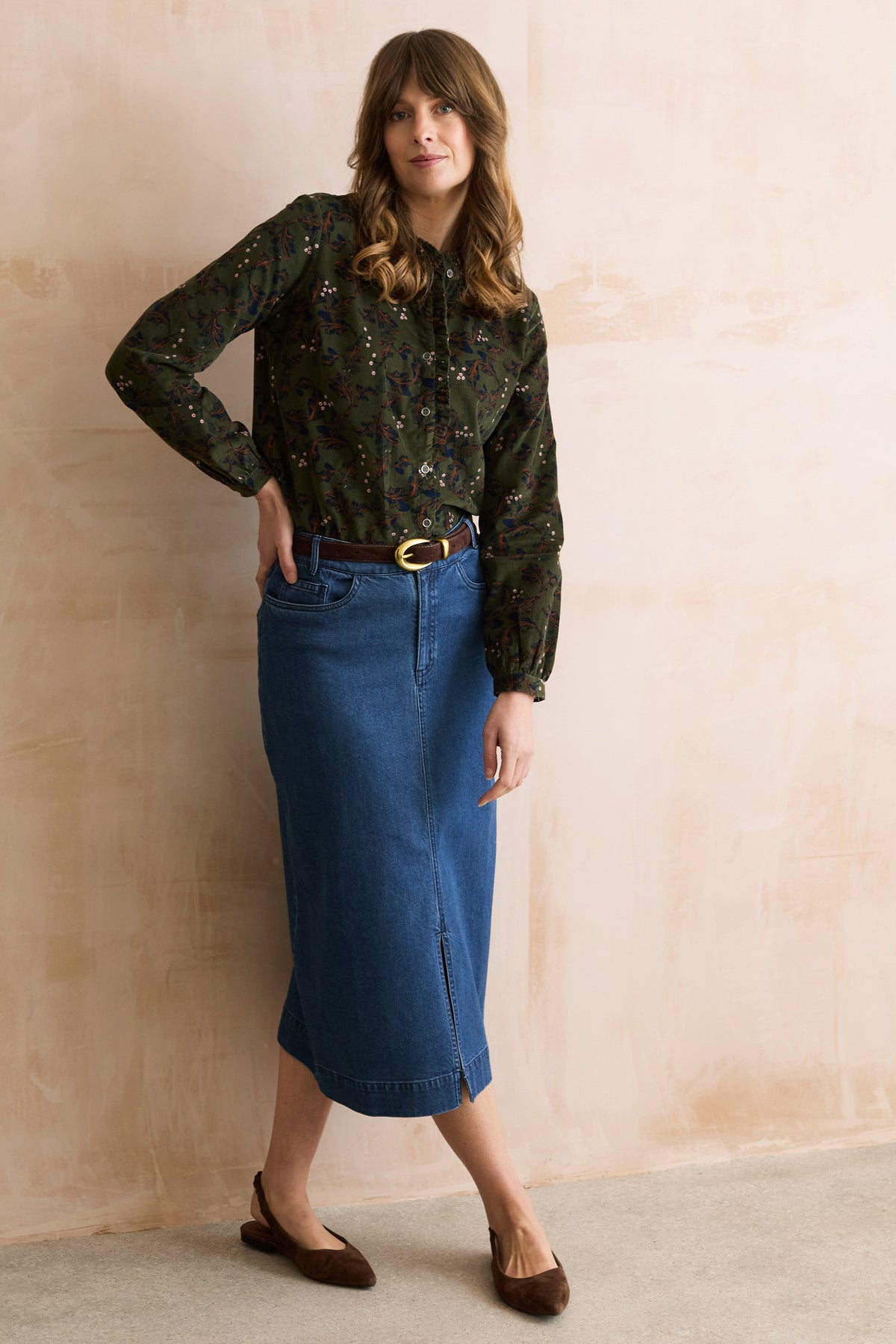 Lily & Me Rachel Frill Blouse - Dark Olive