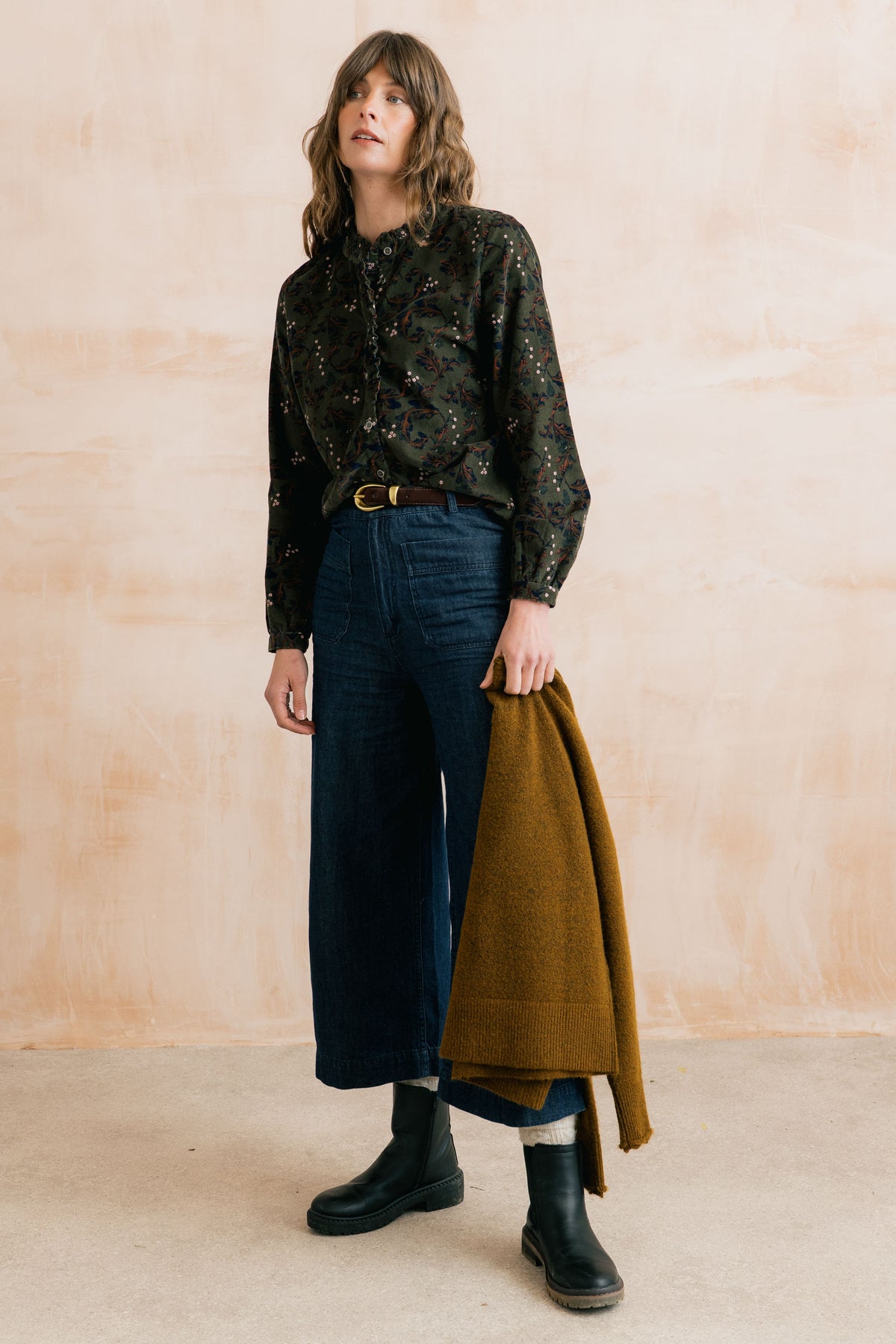 Lily & Me Rachel Frill Blouse - Dark Olive