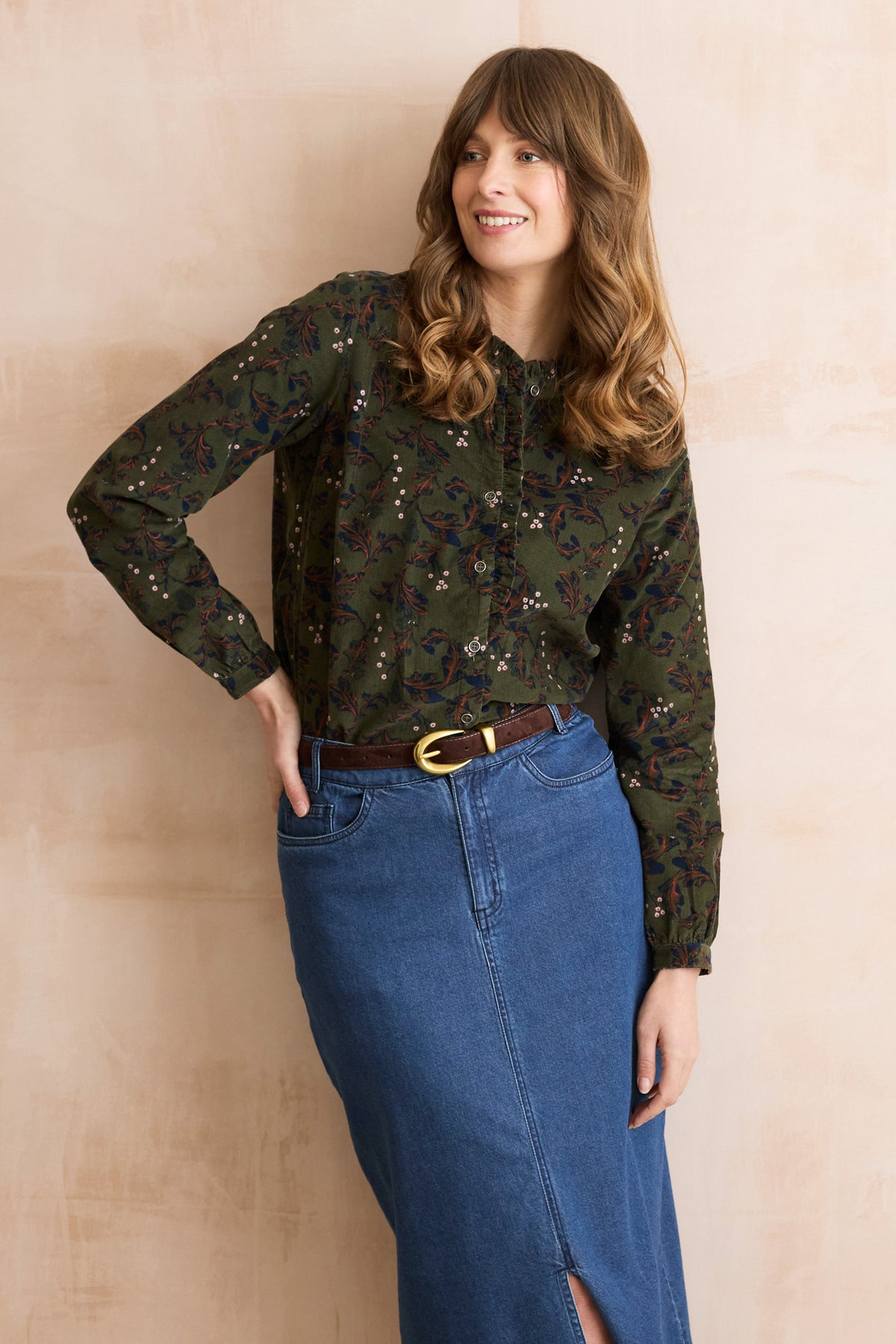 Lily & Me Rachel Frill Blouse - Dark Olive