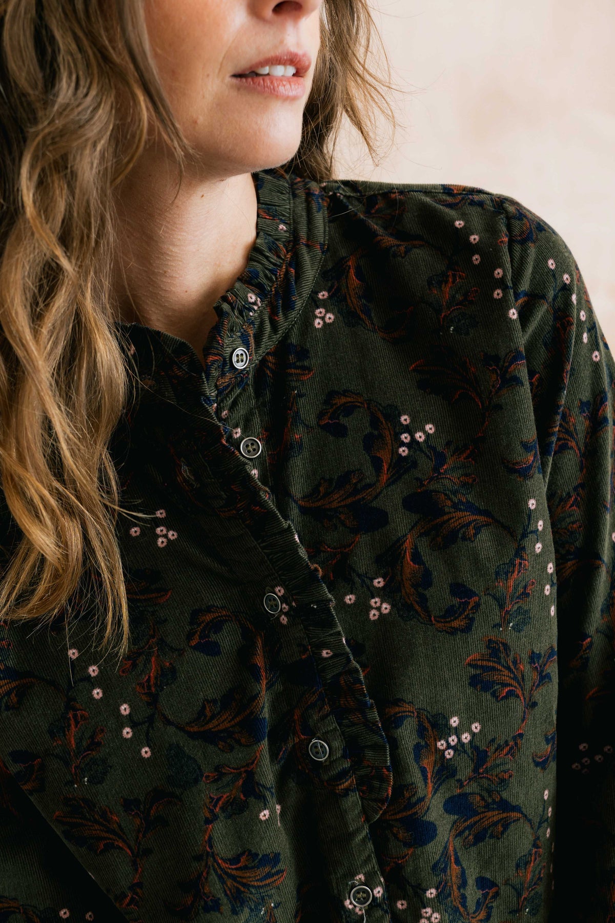 Lily & Me Rachel Frill Blouse - Dark Olive