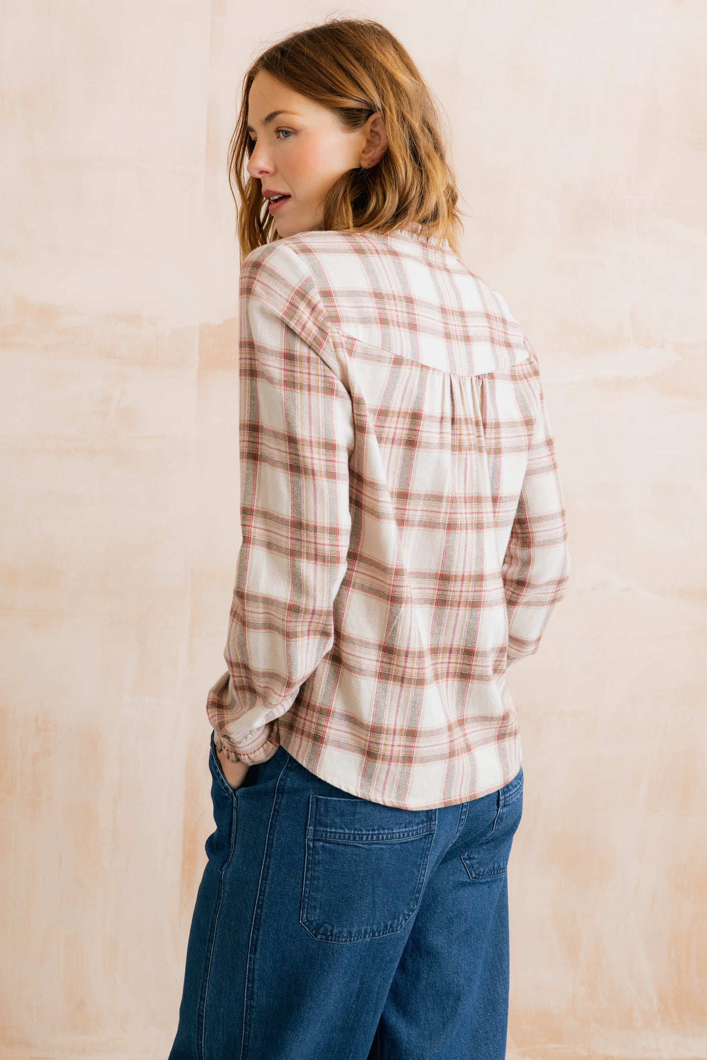Lily & Me Sage Frill Check Shirt – Multi Blush