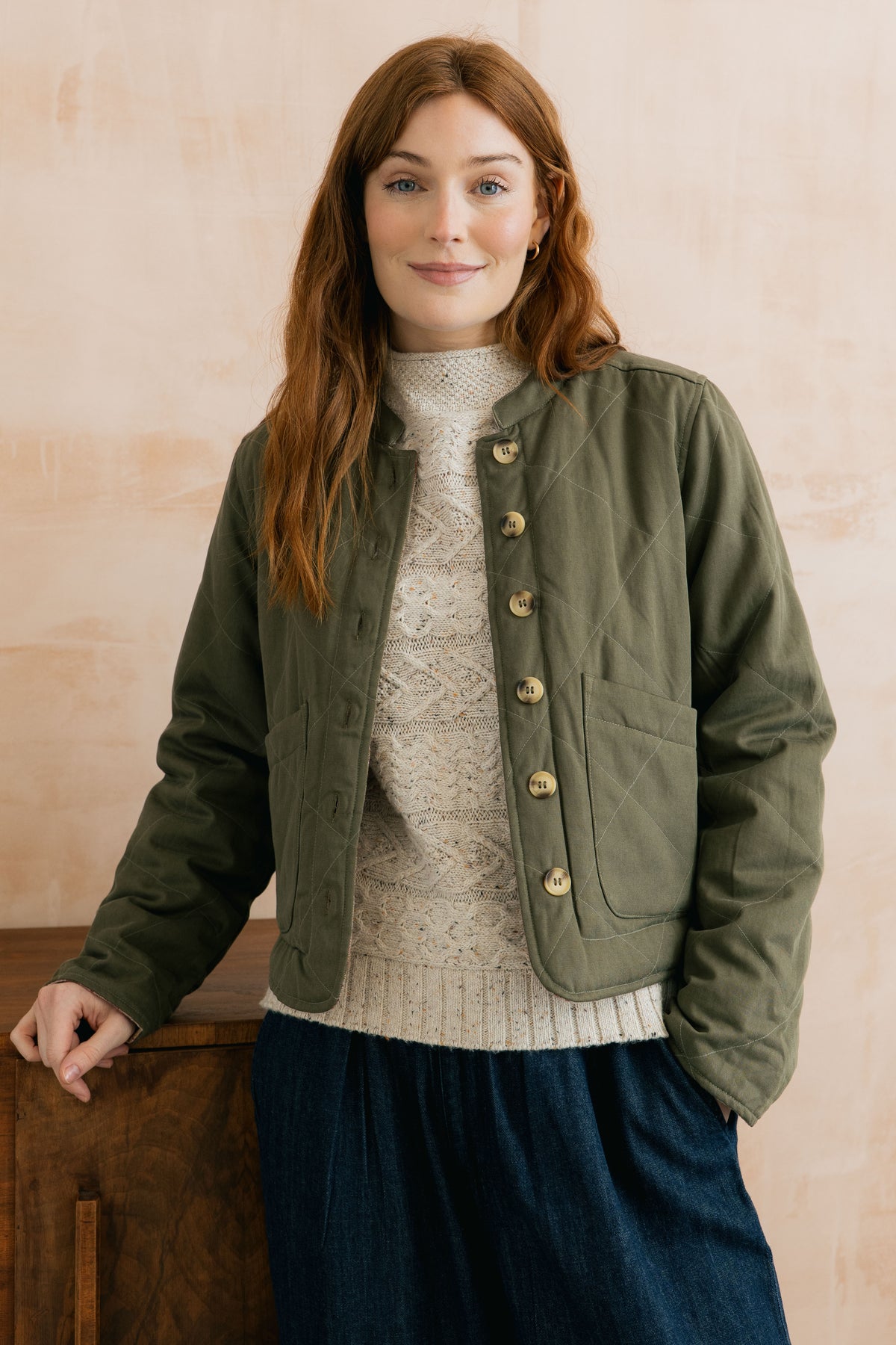 Lily & Me Scarlett Reversible Quilted Jacket - Dark Olive/Multiblush