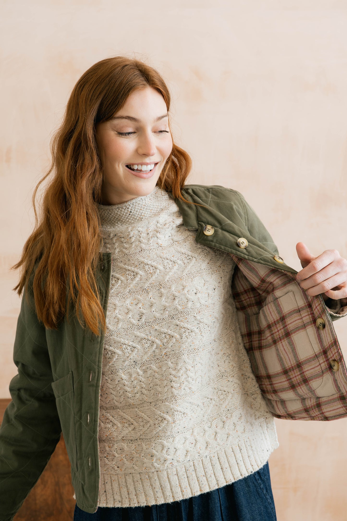 Lily & Me Scarlett Reversible Quilted Jacket - Dark Olive/Multiblush