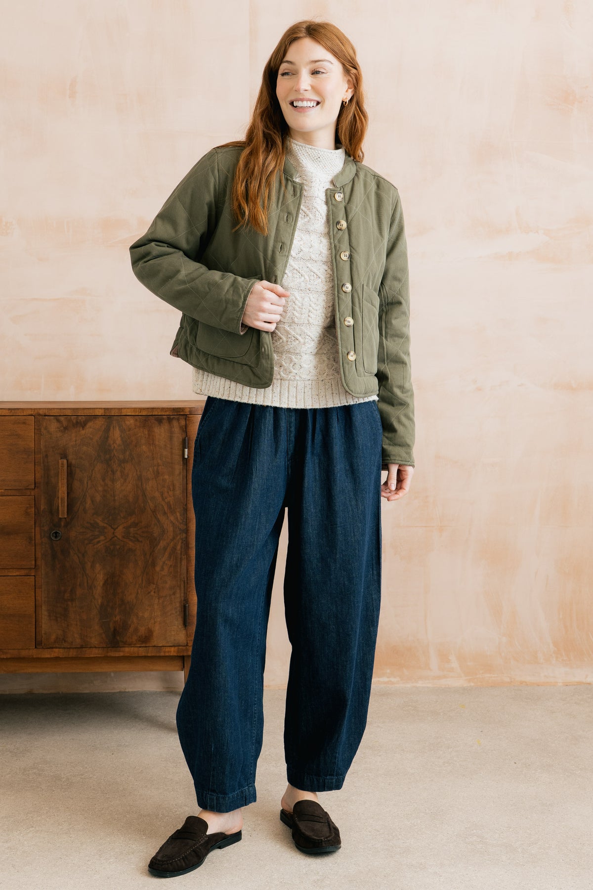 Lily & Me Scarlett Reversible Quilted Jacket - Dark Olive/Multiblush