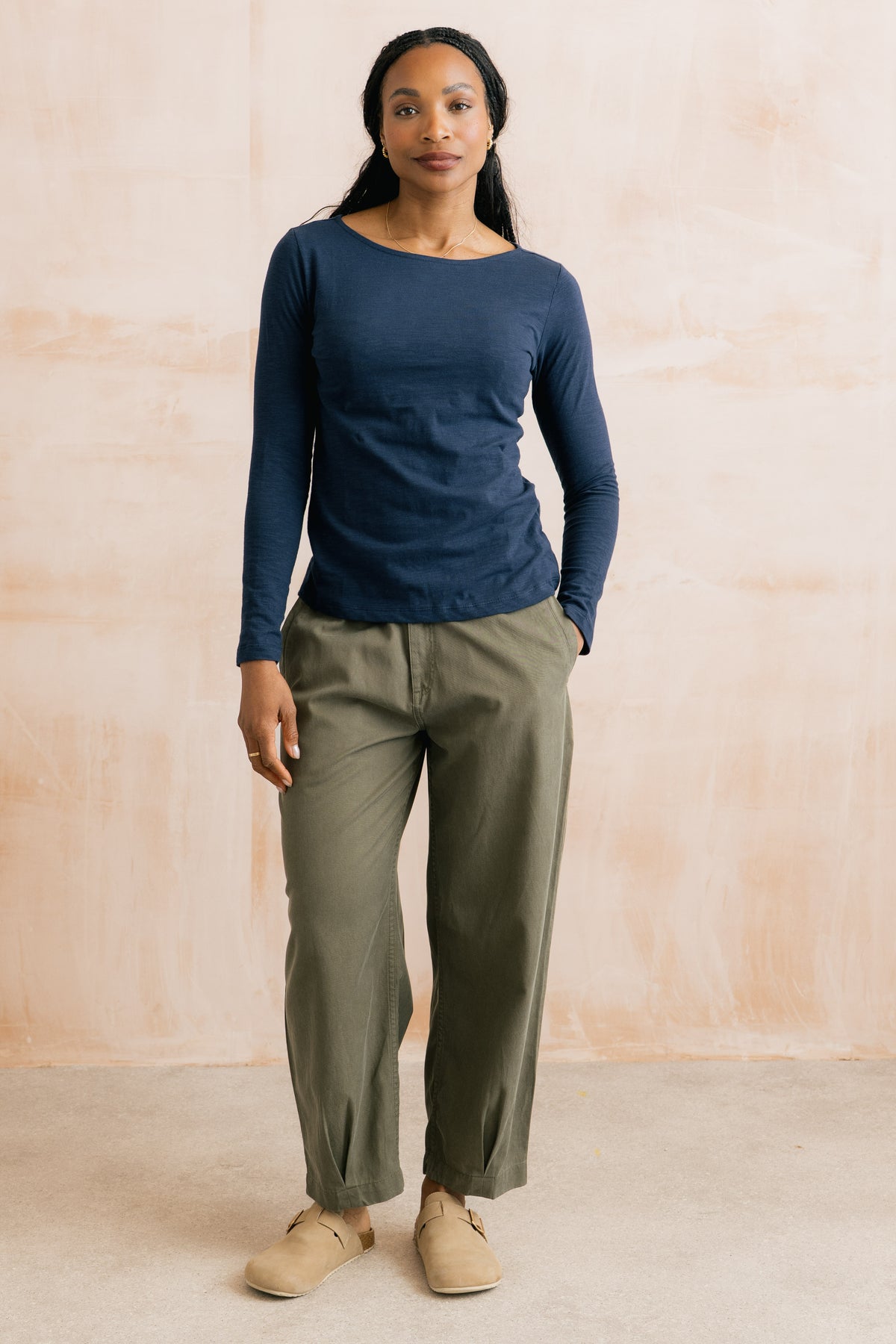 Lily & Me Shirin Barrel Leg Trousers – Dark Olive