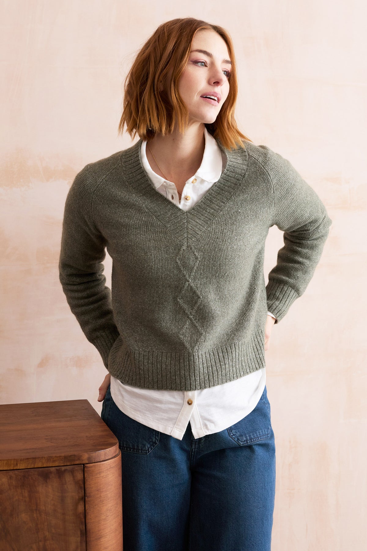 Lily & Me Wickridge Cable Knit Jumper - Sage