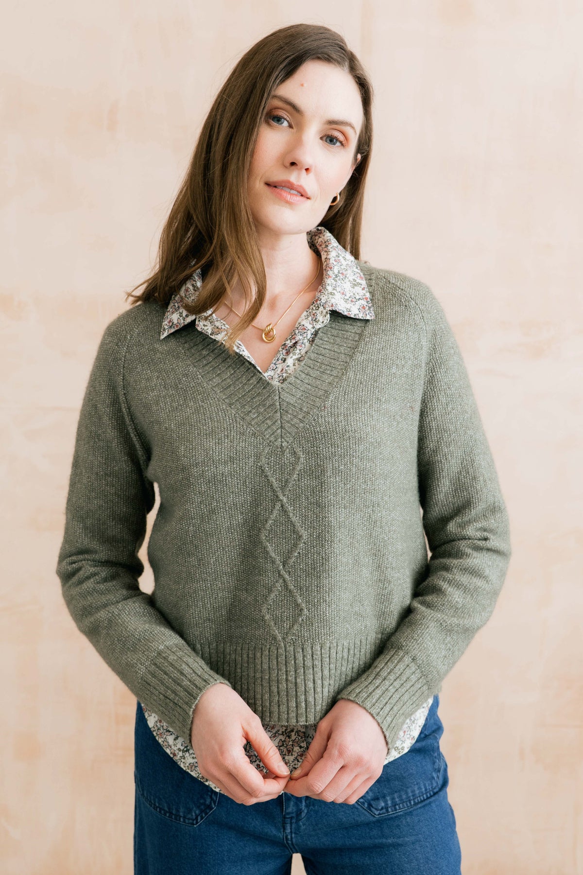 Lily & Me Wickridge Cable Knit Jumper - Sage