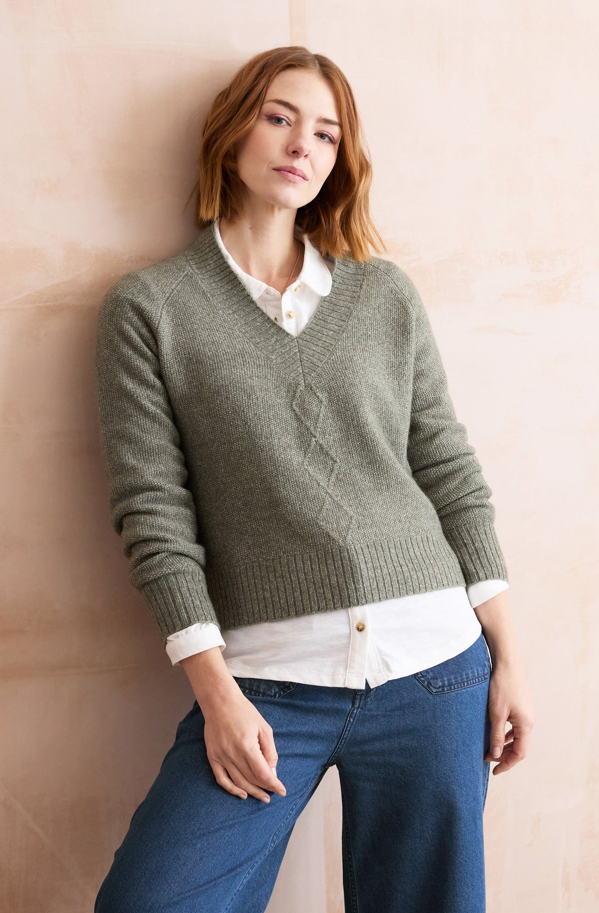 Lily & Me Wickridge Cable Knit Jumper - Sage