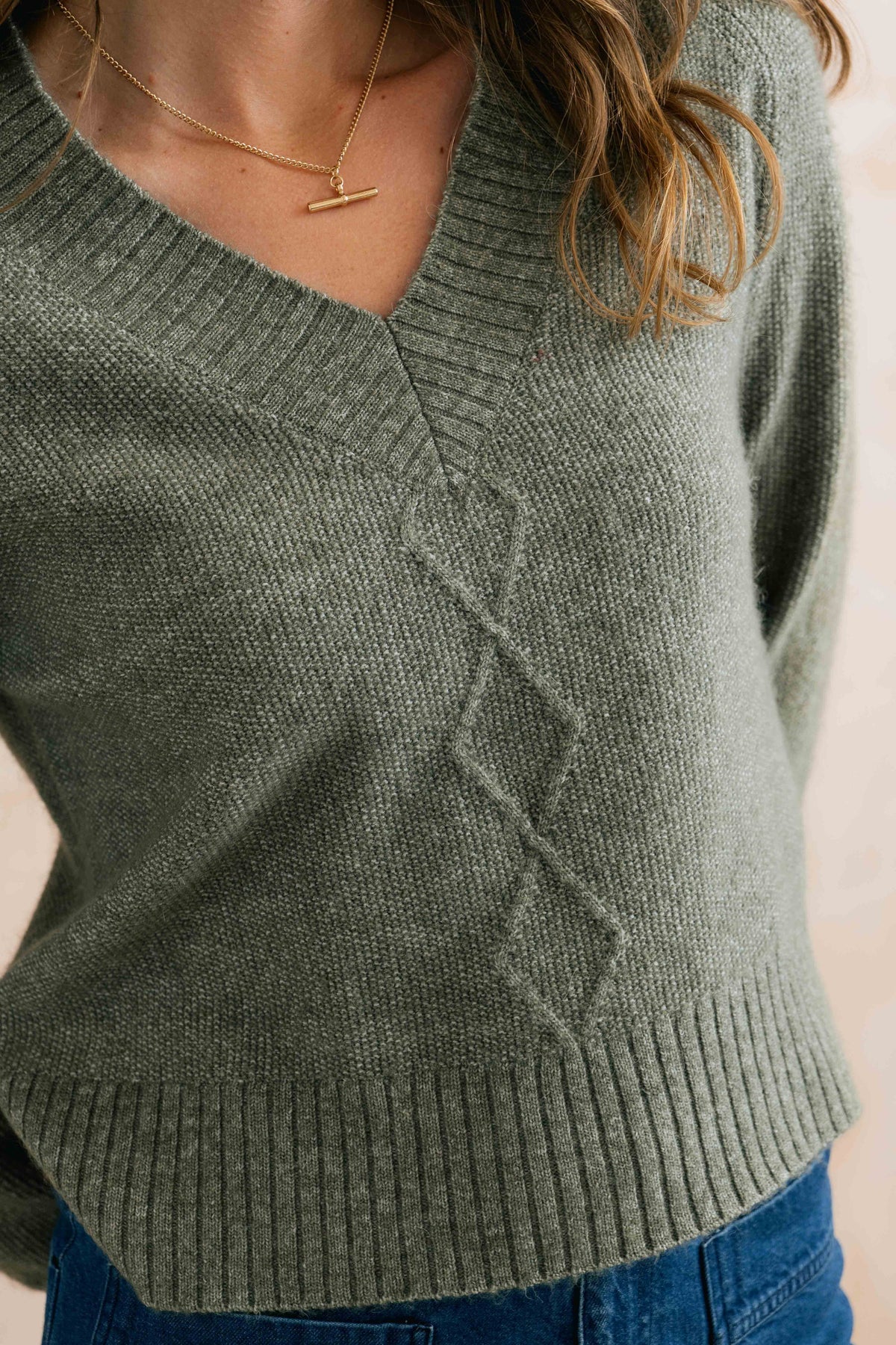 Lily & Me Wickridge Cable Knit Jumper - Sage