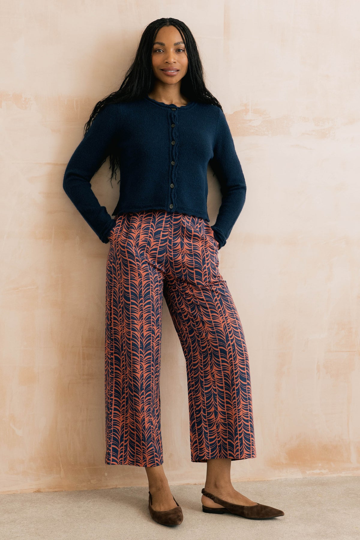 Lily & Me Elodie Scalloped Neck Outfitter Cardigan - Navy