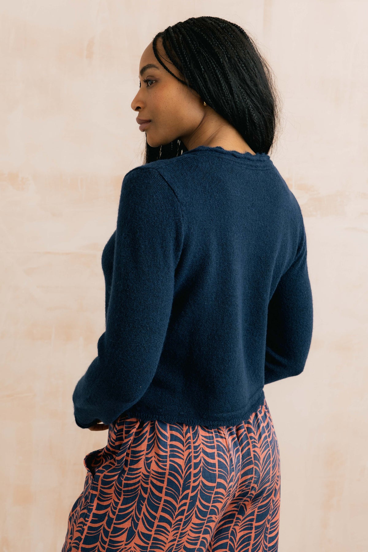 Lily & Me Elodie Scalloped Neck Outfitter Cardigan - Navy