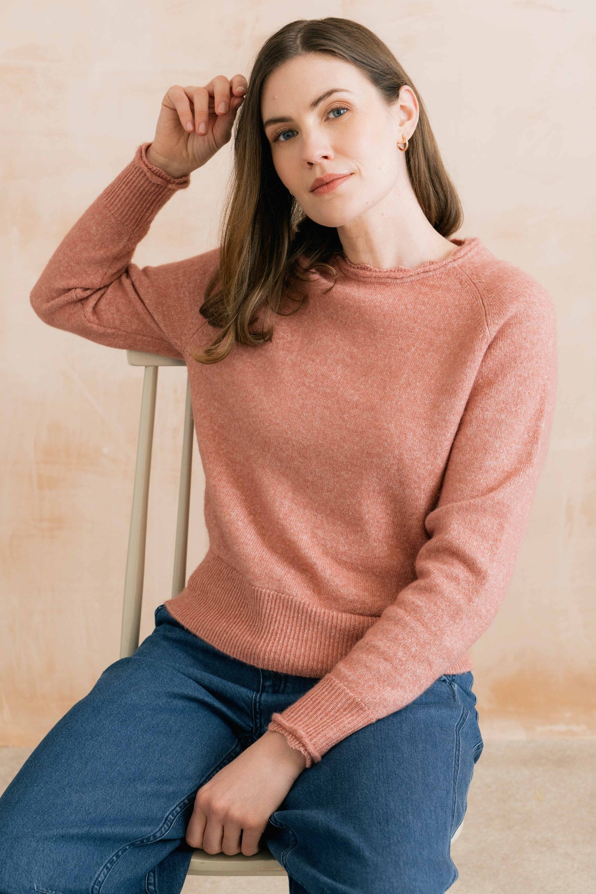 Lily & Me Elodie Scalloped Neck Jumper - Antique Rose
