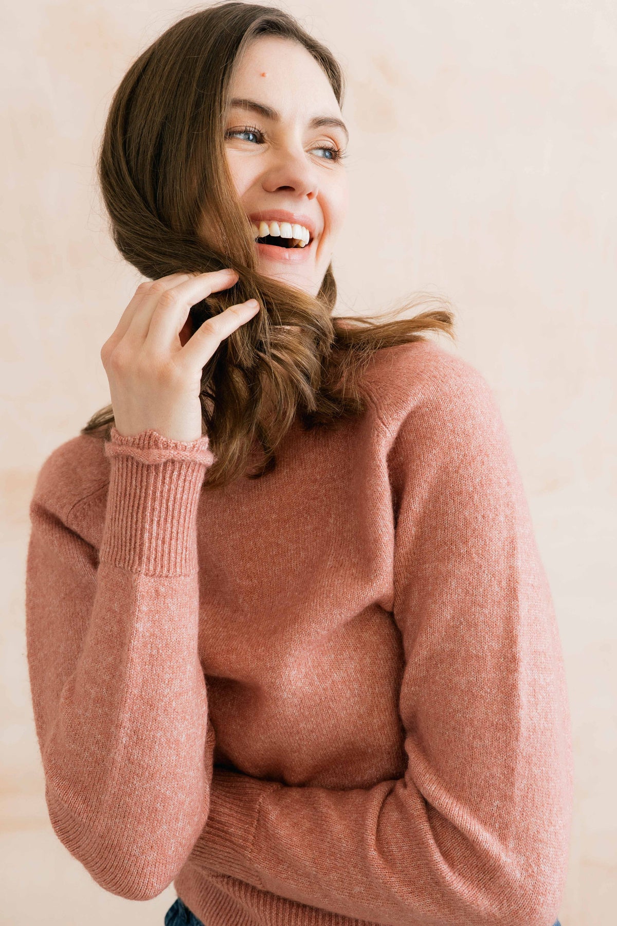 Lily & Me Elodie Scalloped Neck Jumper - Antique Rose