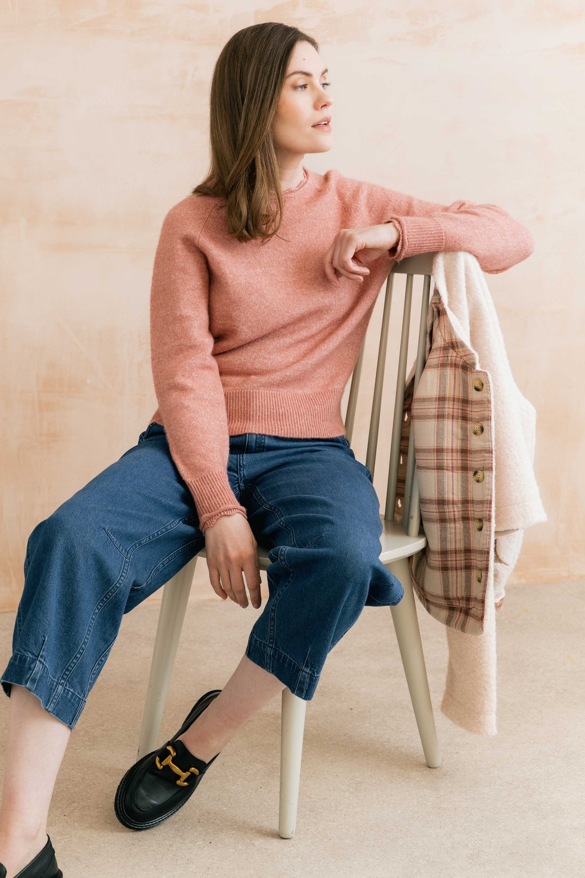 Lily & Me Elodie Scalloped Neck Jumper - Antique Rose