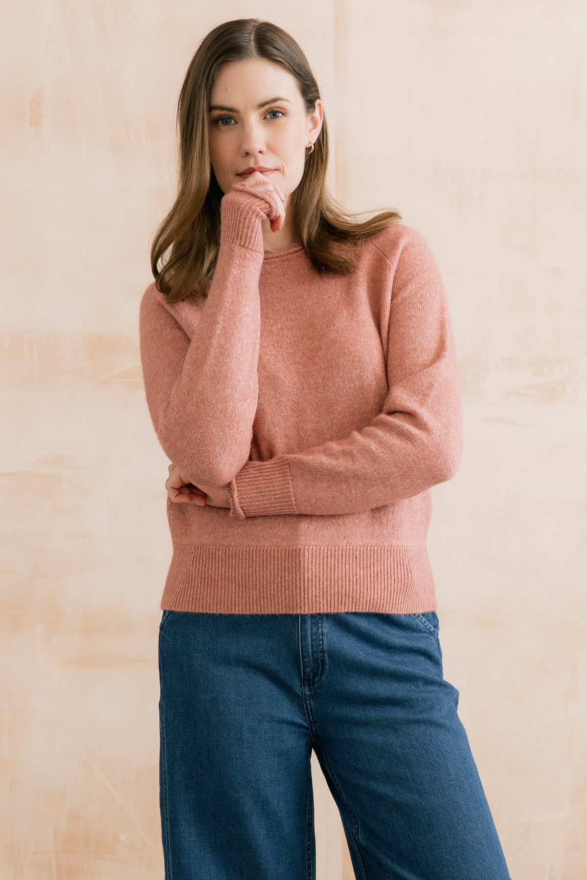 Lily & Me Elodie Scalloped Neck Jumper - Antique Rose