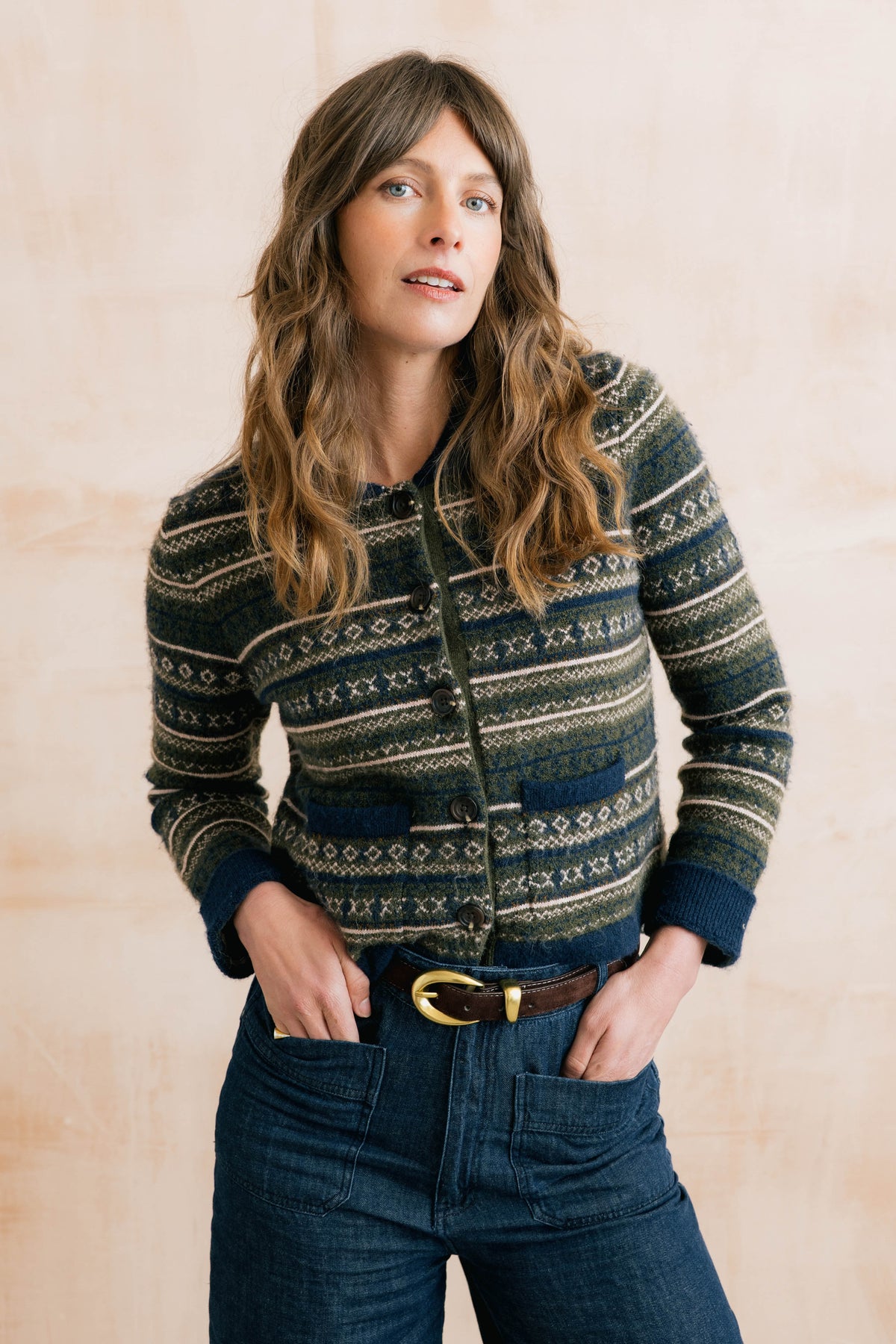 Lily & Me Chestnut Fair Isle Jacket - Olive
