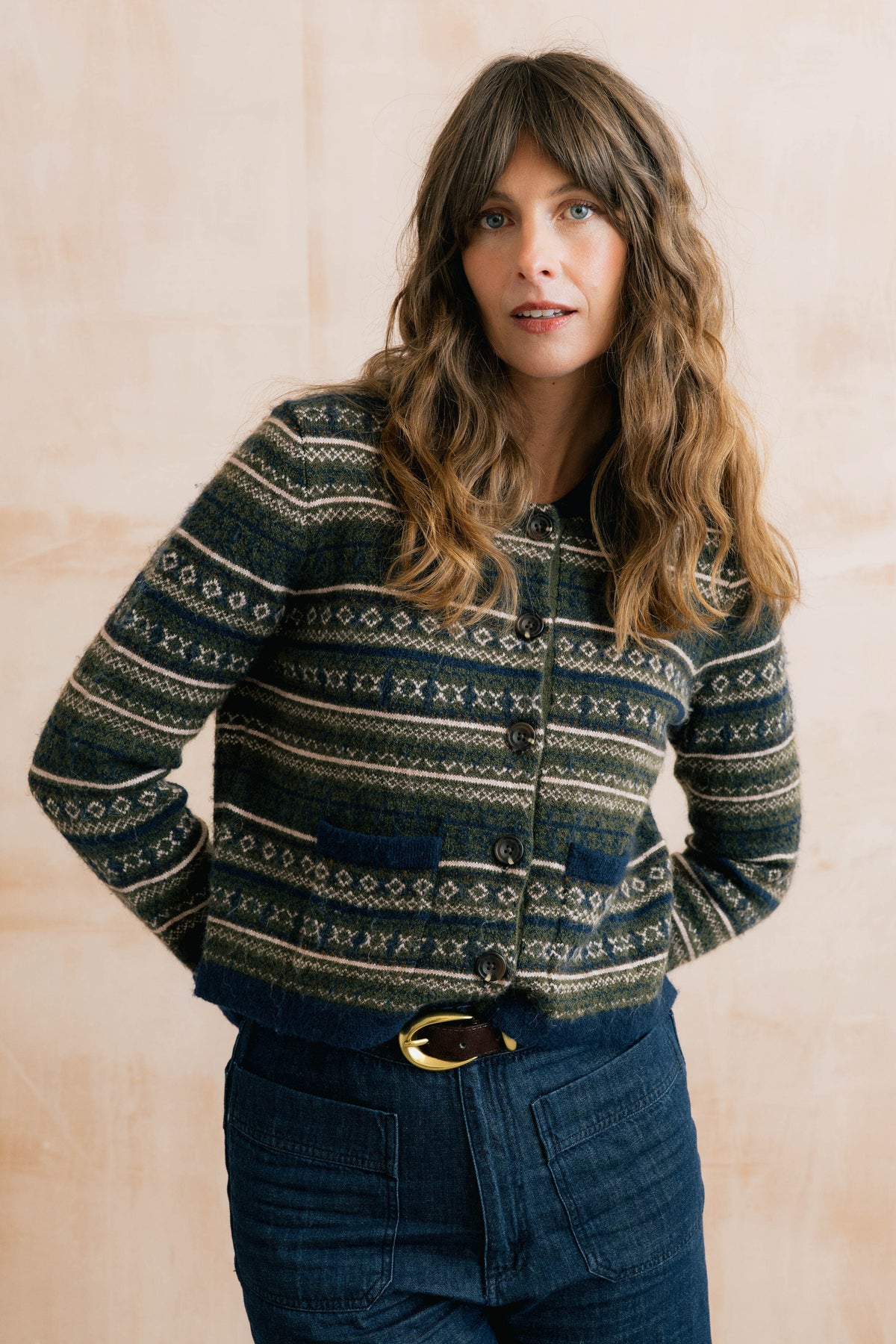 Lily & Me Chestnut Fair Isle Jacket - Olive