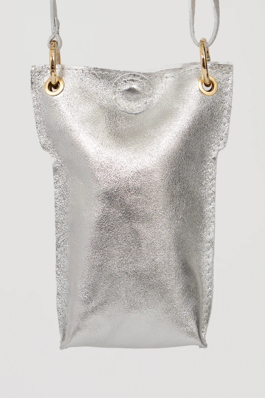 Nova Italian Leather Phone Pouch - Silver
