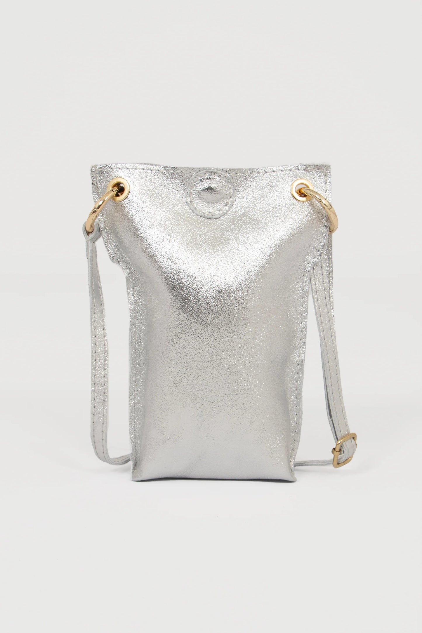Nova Italian Leather Phone Pouch - Silver