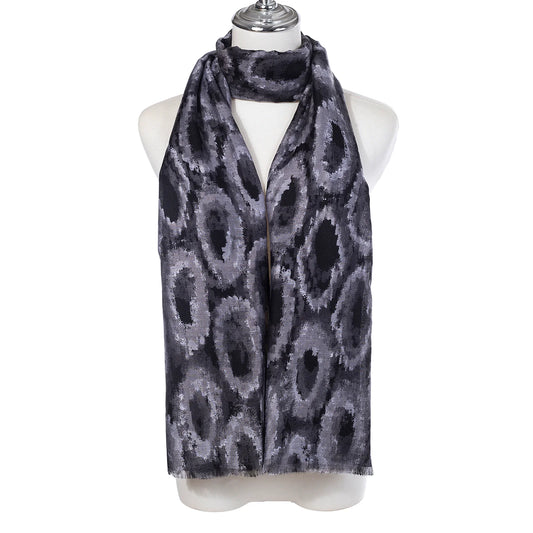 PL - Oval Print Scarf - Ebony