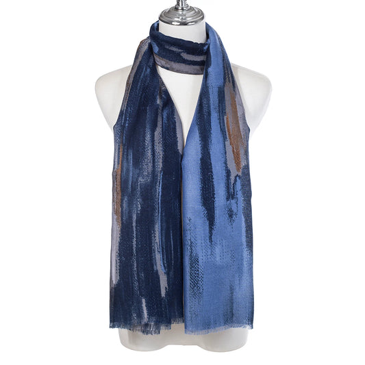 PL - Brush Stroke Scarf - China Blue
