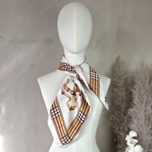 TD - Equestrian Silk Feel Scarf with Check Border