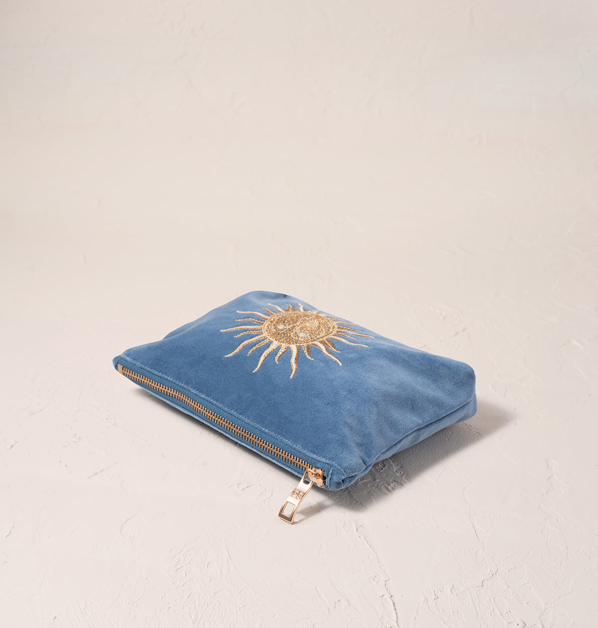 Sun Goddess Dusky Blue Velvet Mini Pouch