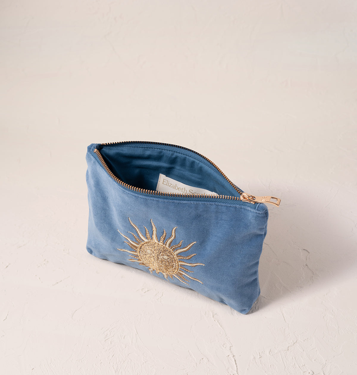 Sun Goddess Dusky Blue Velvet Mini Pouch