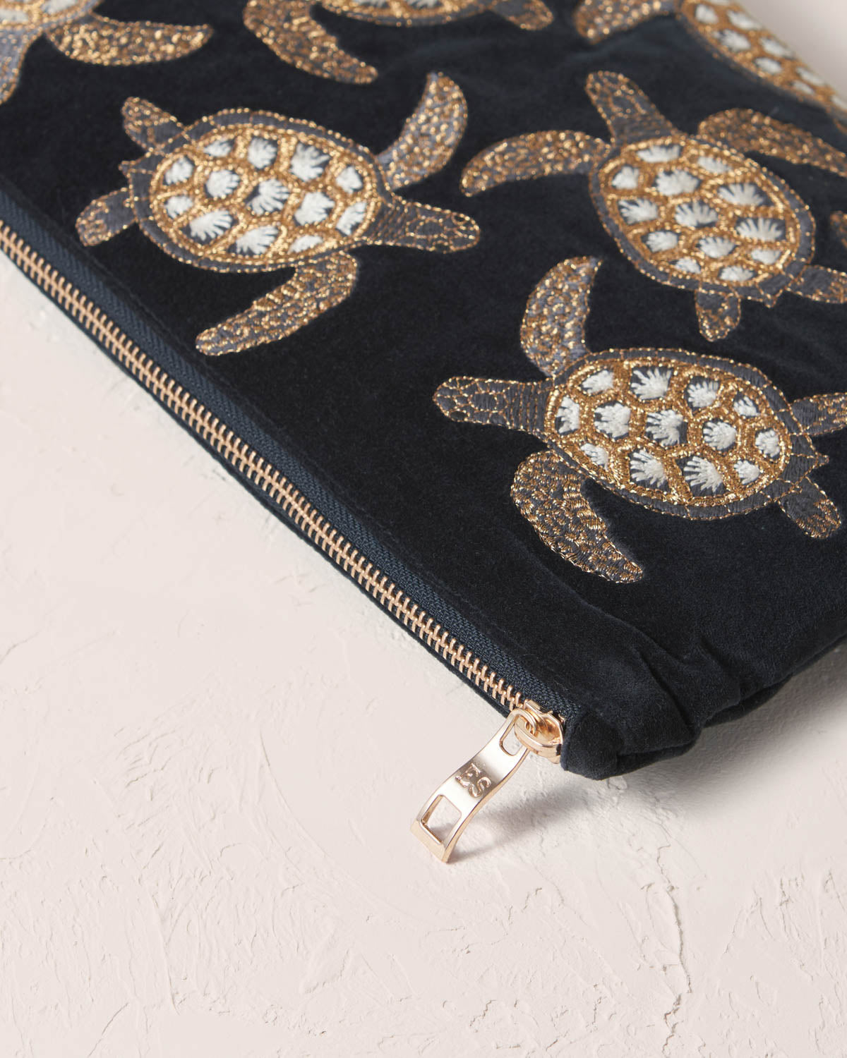 Turtle Conservation Charcoal Velvet Everyday Pouch
