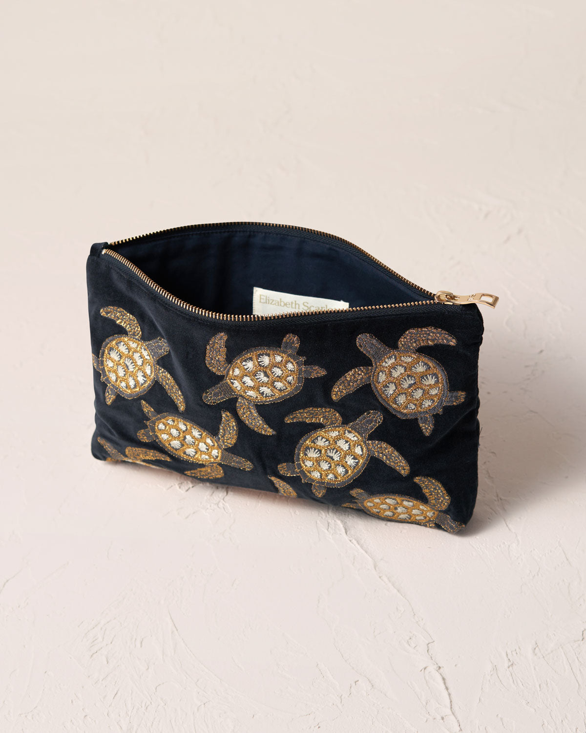 Turtle Conservation Charcoal Velvet Everyday Pouch