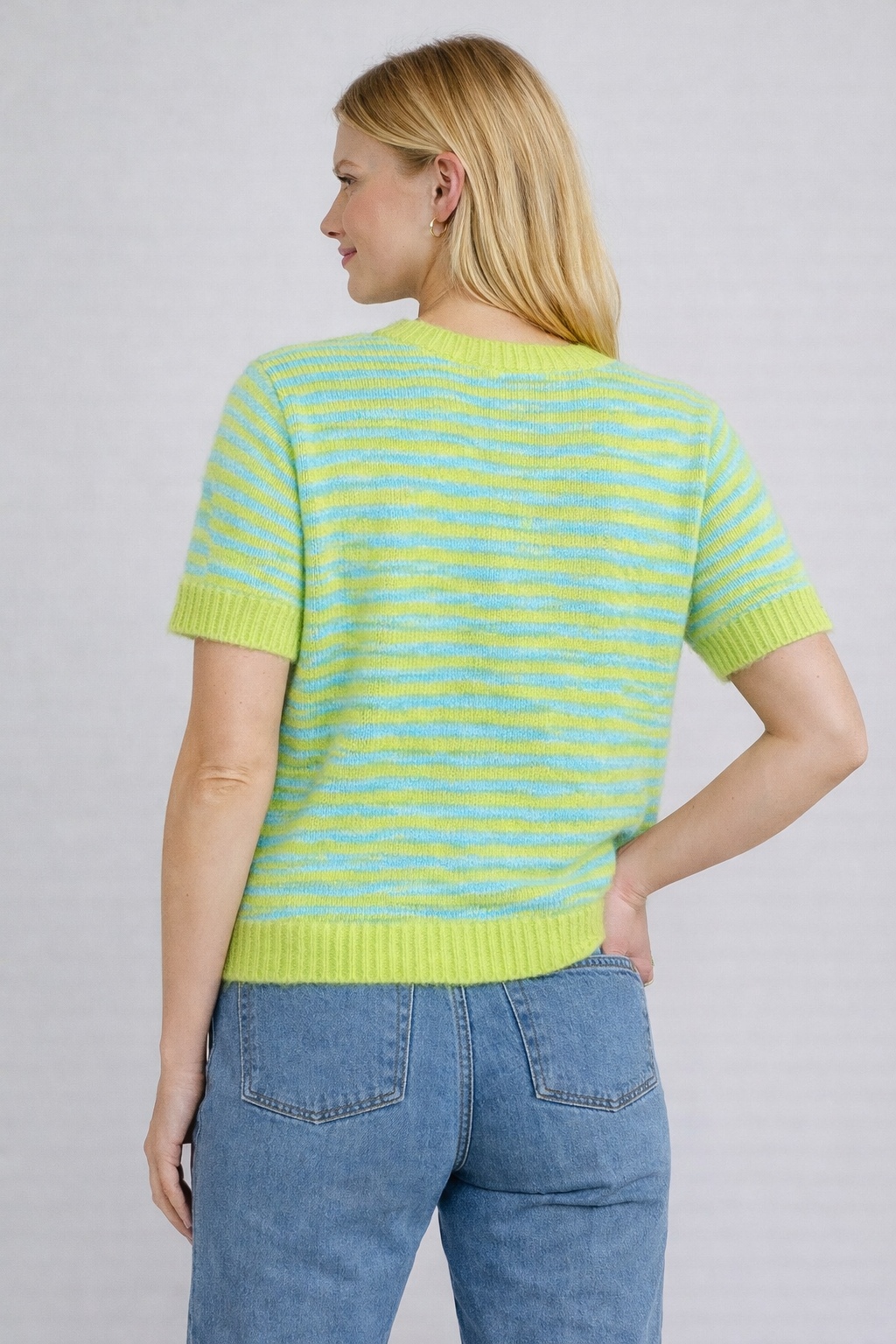 Striped Short-Sleeve Jumper - Green
