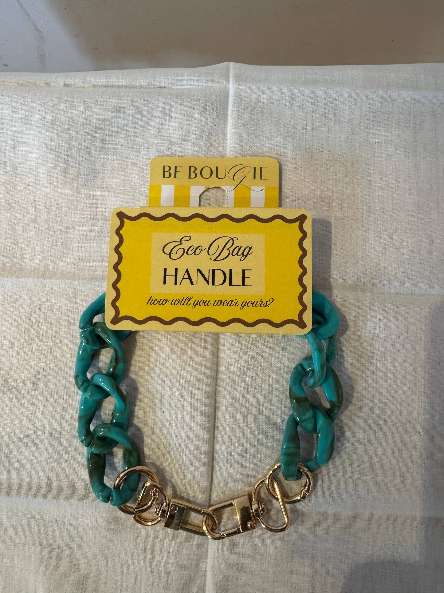 Turquoise Acrylic Handle for your Be Bougie Eco Tote Bag