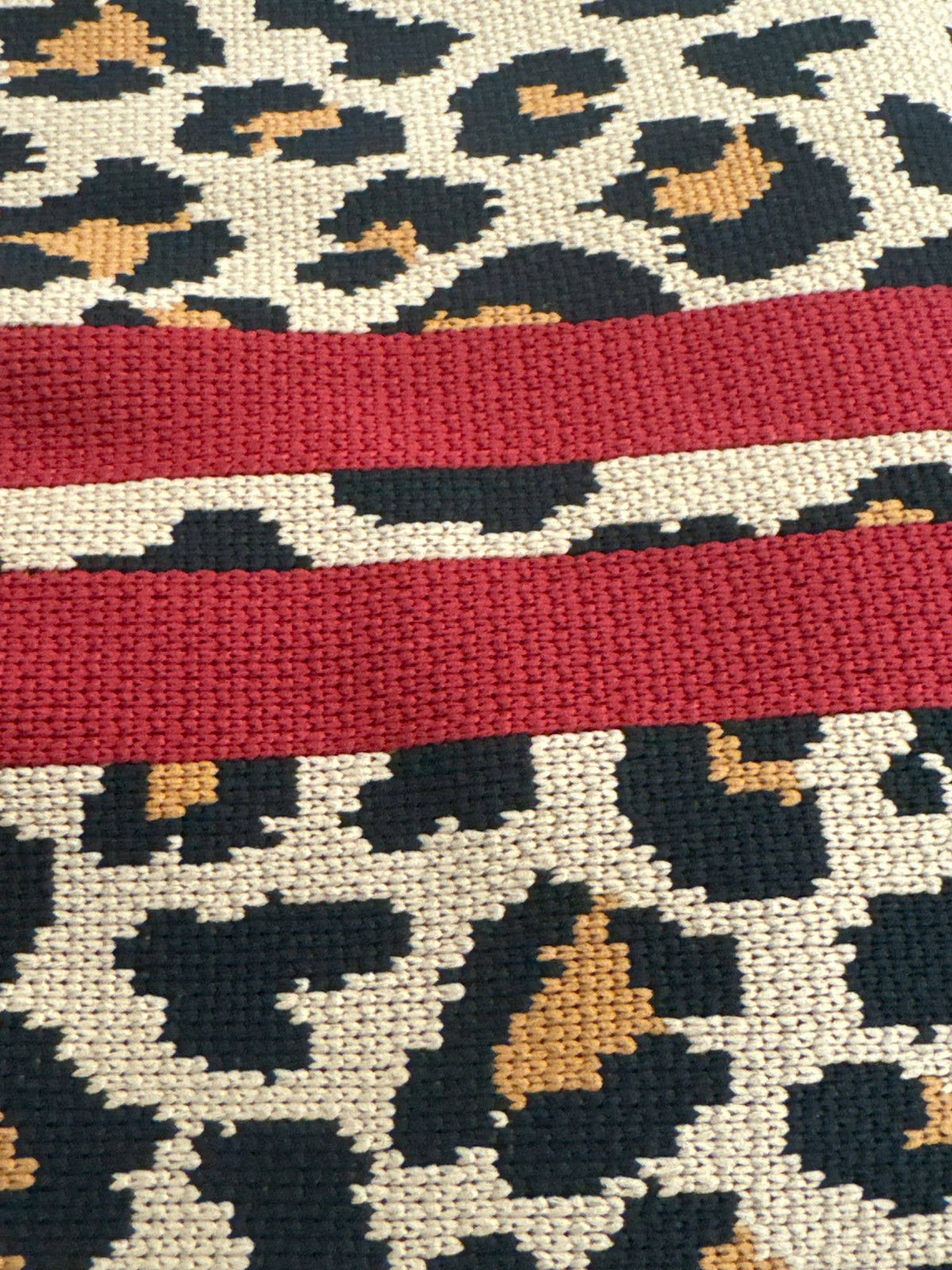Tokeii Scarlet Stripe Leopard Knitted Bag