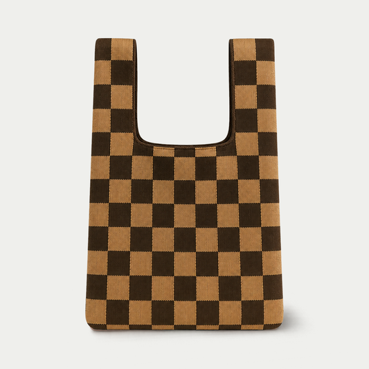 Tolkeii - Bold Checker Knitted Bag: Brown