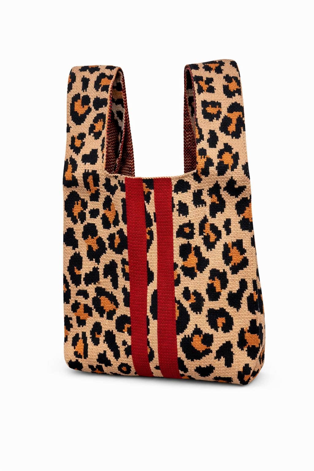 Tokeii Scarlet Stripe Leopard Knitted Bag