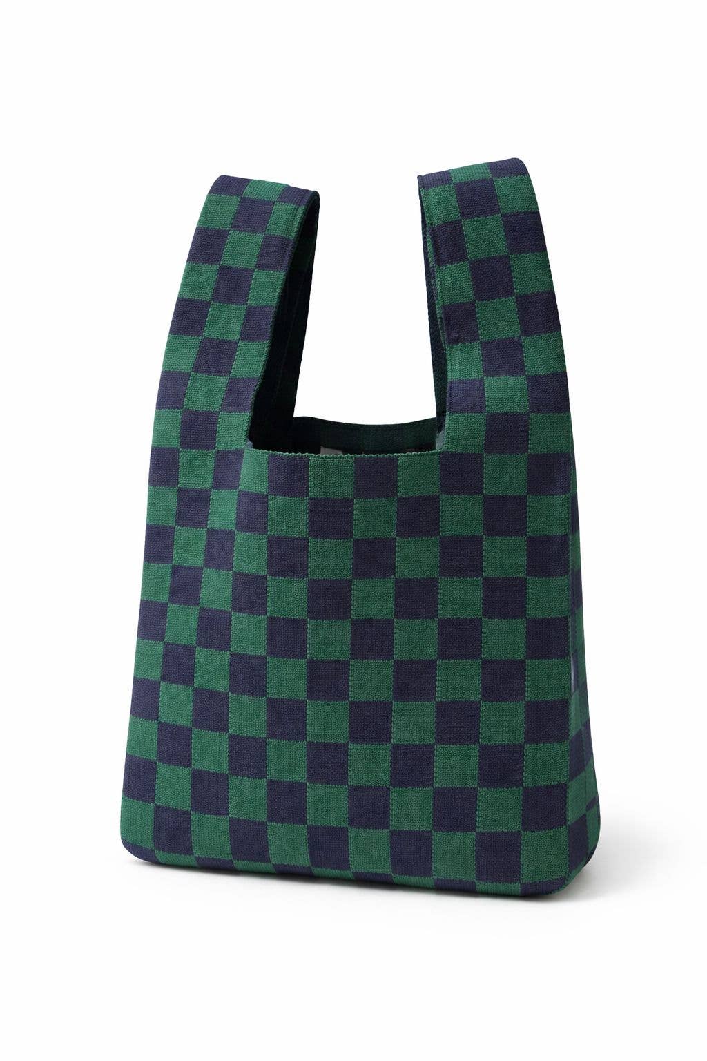 Tokeii Bold Checker Knitted bag: Blue/Green